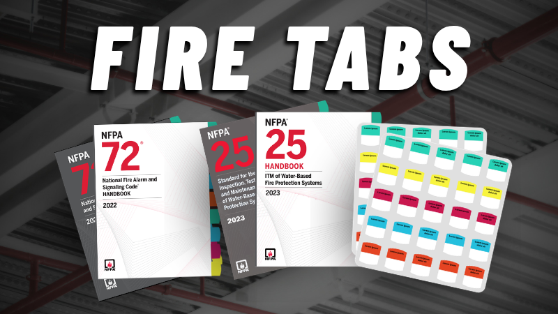 A graphic depiction of Fire Tabs and tabbed standards from Fire Tech. "Fire Tabs" is written on screen.