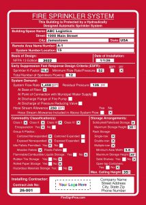 A Fire Sprinkler System sign from Fire Sign Pros