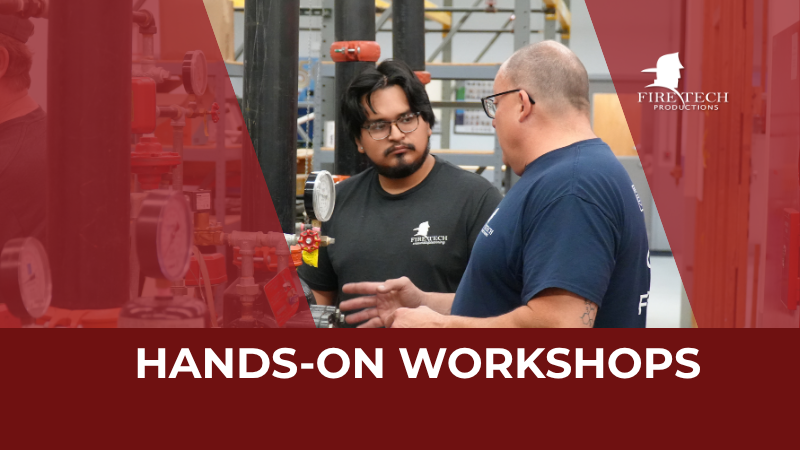A Student listens to a Fire Tech instructor during a Hands-On sprinkler workshop